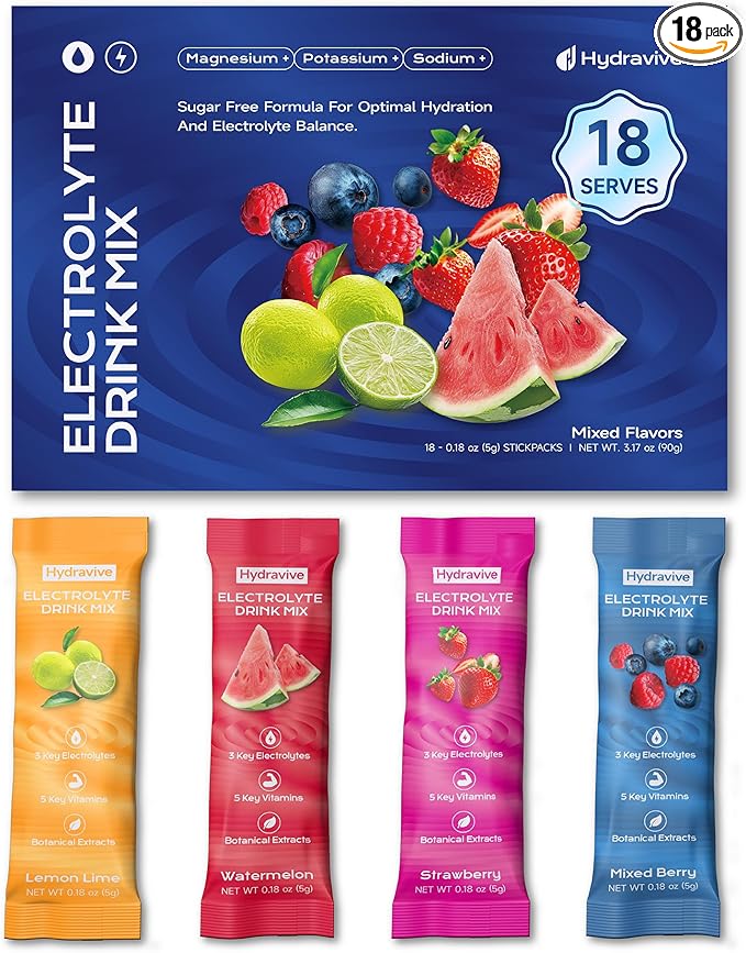 Hydration Electrolyte Powder 18 Packs – Sugar Free Liquid Daily IV Drink Mix | 1 by Hydravive