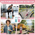 LemonRoad 2 Pcs 26 oz Silicone Collapsible Water Bottle, Portable Foldable - Image 6