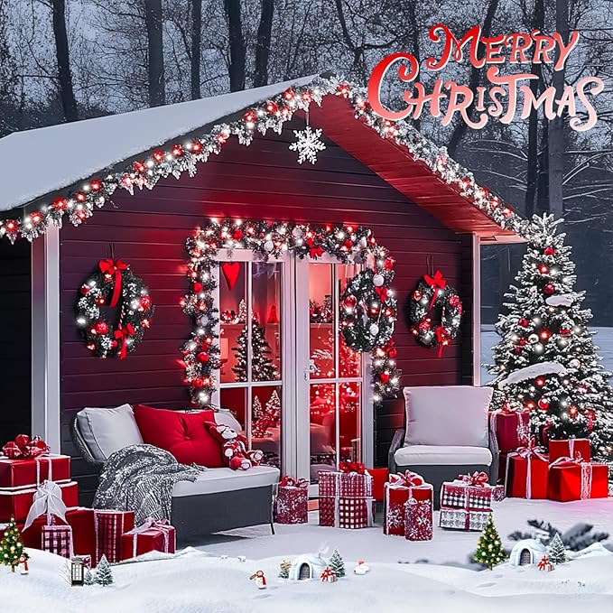JMEXSUSS 66ft 200 LED Red and White Christmas Lights, Outdoor String Plug-in - Image 6