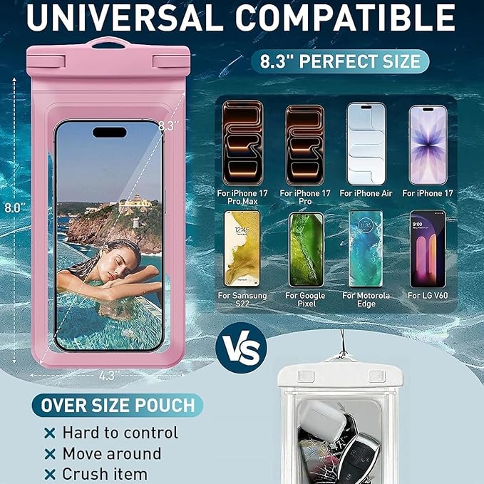 Waterproof Phone Pouch, with Interior Card Pocket, Large Waterproof Phone Case - Image 3