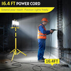 21000 LM LED Work Light with Stand, 3-Head Adjustable Portable Tripod Light - Image 6