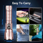 WdtPro LED Rechargeable Flashlight 2 Pack, Super Bright Zoomable 6000 Lumens - Image 6