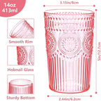 Ciaell 12 Pack Romantic Plastic Water Glasses - 14 Oz Pink Vintage Drinking - Image 2