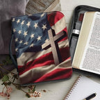 Small Bible Cover Case for Women Men American Flag and Cross PU Leather Bible - Image 5