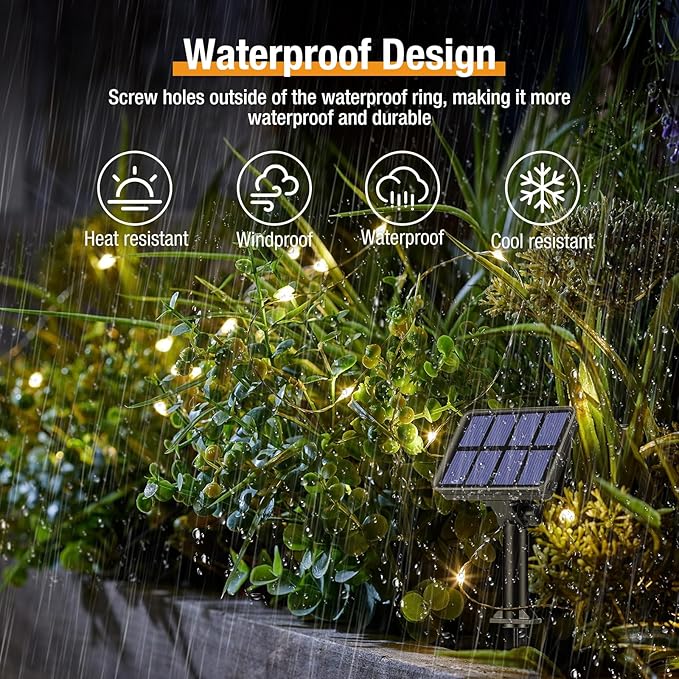 btfarm 2 Pack Solar String Lights Outdoor, 66FT 160LED Solar Fairy Lights - Image 3