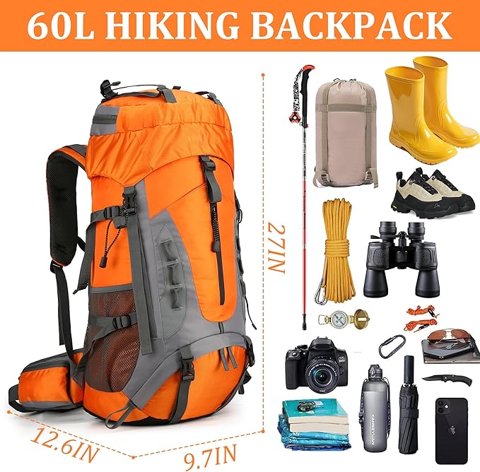 75L Hiking Backpack with Rain Cover Waterproof Camping Backpack Shoes Warehouse - Image 4