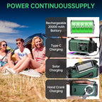 Emergency Radio Hand Crank Solar, AM/FM/NOAA Weather Radio Built-in 20000mah - Image 4