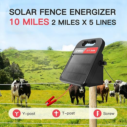 Solar Electric Fence Charger-0.11J-10 Miles, Maximum Output Voltage 8100V- - Image 5