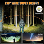 Rechargeable Headlamp High Lumen, 230° Wide Beam 1800 Lumen Super Bright Head - Image 2