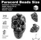 Skull Paracord Bead, 0.75x0.56x0.78 inches, - Image 2