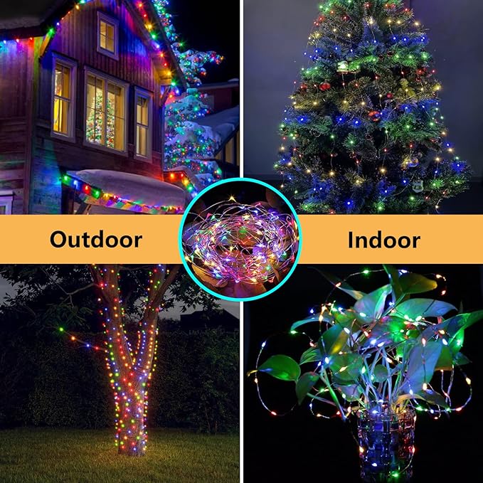 66Ft 200LED Christmas Fairy Lights Plug in, Waterproof String Lights Outdoor & - Image 3