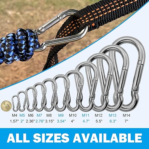 304 Stainless Steel Carabiners -4 inch Heavy Duty, Durable & Rust-Free Clips - Image 6