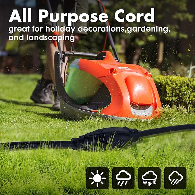 1ft Black Extension Cord Waterproof, UL Listed, 14/3 SJTW Heavy Duty 3 Prong - Image 5