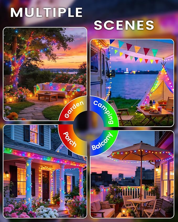 OZS 2PK 240LED Multicolor Solar Christmas Lights Outdoor Waterproof, String - Image 6