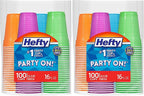 Hefty Plastic Cups, 16 Ounce, Disposable | 100 Count | Pack of 2 | Party | by Hefty