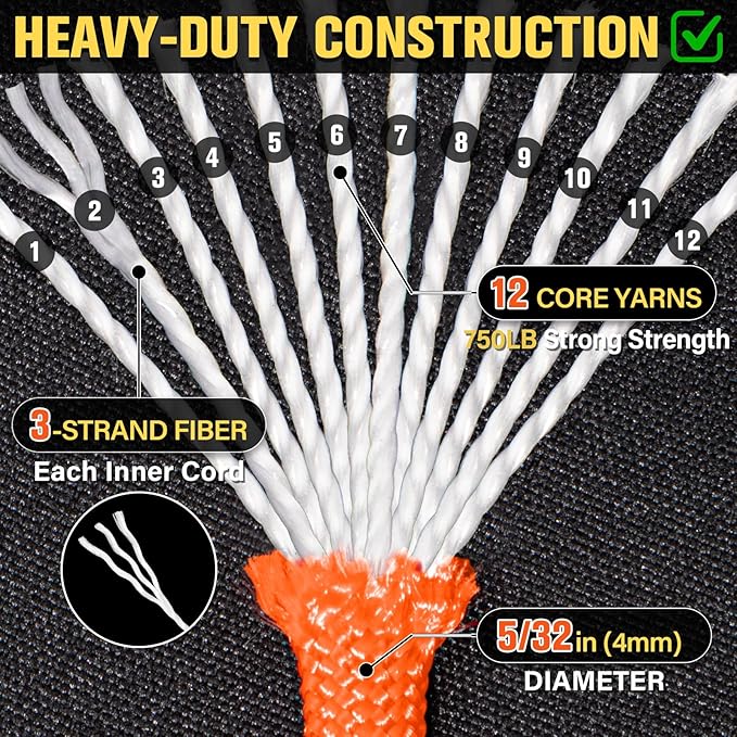 Paracord Rope 750 lb - 500ft 5/32" Parachute Cord 4MM 12-Strand para Cord - - Image 3
