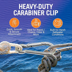 Stainless Steel Carabiner Clip, 4 Pack, 316 Marine Grade, Heavy Duty Spring - Image 2
