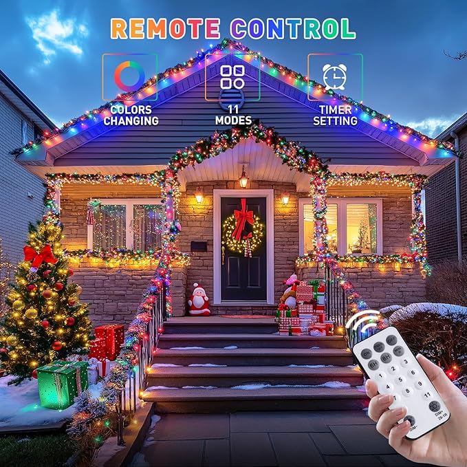 JMEXSUSS Color Changing Christmas Lights, 66ft 200 LED Warm White & Multicolor - Image 3