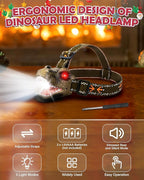 LED Dinosaur Headlamp for Kids, Children's Toy Flashlight T-Rex Dinosaur Toys - Image 2