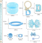 9PCS Blue for Stanley Cup Accessories Set Bling Initials Bow Charms for Stanley - Image 3