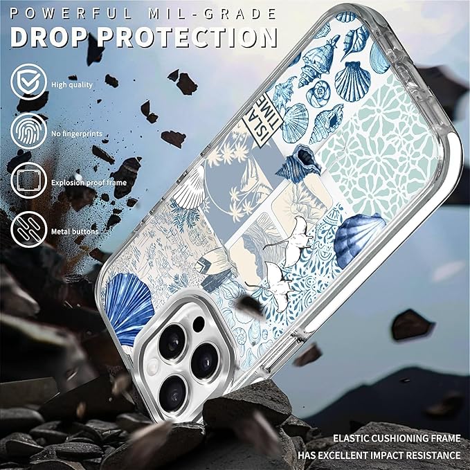 Case for iPhone 13 Pro, Sea Life Ocean Waves Seashell Collage Phone Case - Image 5