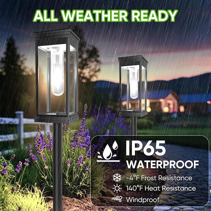8 Pack Solar Pathway Lights Outdoor, IP65 Waterproof - Image 3