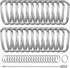 2.4" 24pcs Small Carabiner Clip Keychain, Aluminum D Ring Shape Clips by XIECHANEE