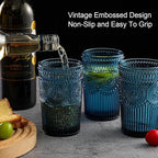 ZMOWIPDL Vintage Glassware Drinking Glasses Set of 6, 13 oz Blue Textured - Image 7