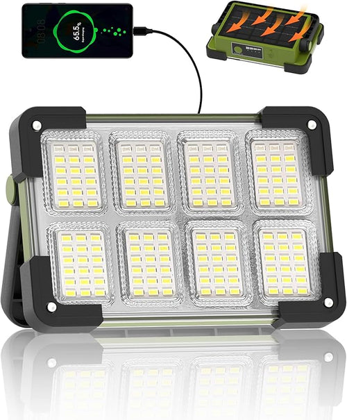 120W Solar Rechargeable Work Light, Portable Flood Light by DANCINGBOAR