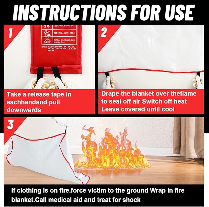 30 Pcs Emergency Fire Blankets for Home and Kitchen 40x40 Inch 10 Fiberglass - Image 4