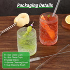 ZMOWIPDL Vintage Glassware Drinking Glasses Set of 12, Embossed Water Tumbler - Image 3