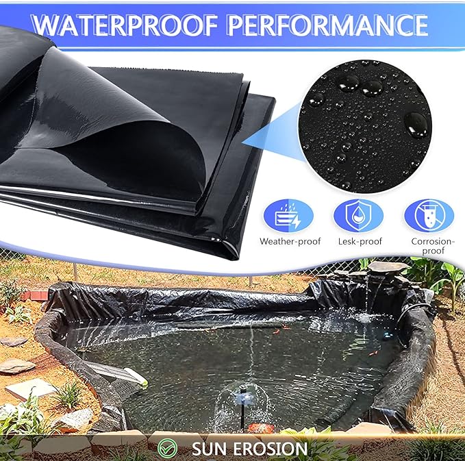 ToLanbbt Pond Liner 10 x 13 Ft, 20 Mil HDPE UV Resistant Preformed Pond Liner - Image 4