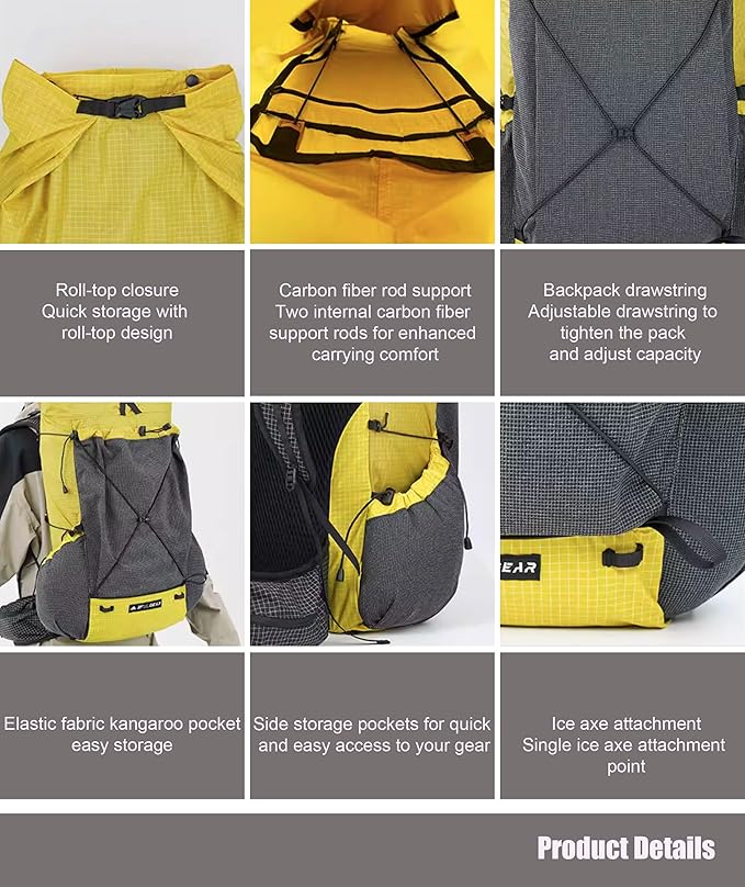 3F UL GEAR 30L+10L UHMWPE Ultralight Waterproof Hiking Backpack Daypack Outdoor - Image 7
