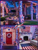 2 Pack 200 LED Red White and Blue Solar String Lights Outdoor Waterproof - Image 7