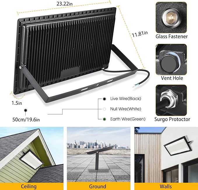 XYCN 500W LED Flood Light, Super Bright 58, 500LM Daylight 5000K IP66 - Image 4