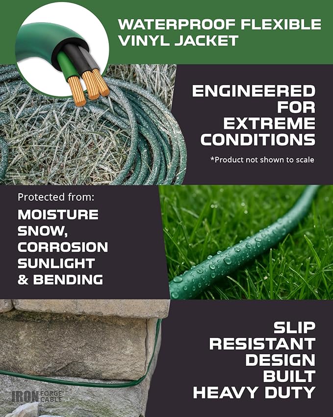 Iron Forge Cable 2 Pack 25ft Green Outdoor Extension Cord - Image 4