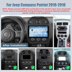 4+128G Radio for Jeep Compass Patriot 2010-2016, 10.1" Touch Screen Radio Kit - Image 2