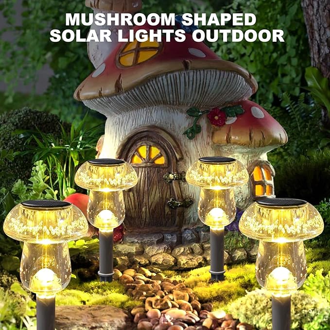 Benany Solar Lights Outdoor, 8 Pack Mushroom Lights Outside Waterproof - Image 3