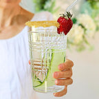 Kate Aspen Clear Plaid Acrylic Glasses Drinkware, Plastic Drinking Glasses Set - Image 2