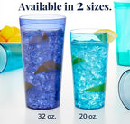 US Acrylic Cafe Plastic Reusable Tumblers 20-ounce Water Cups Coastal Colors | - Image 3