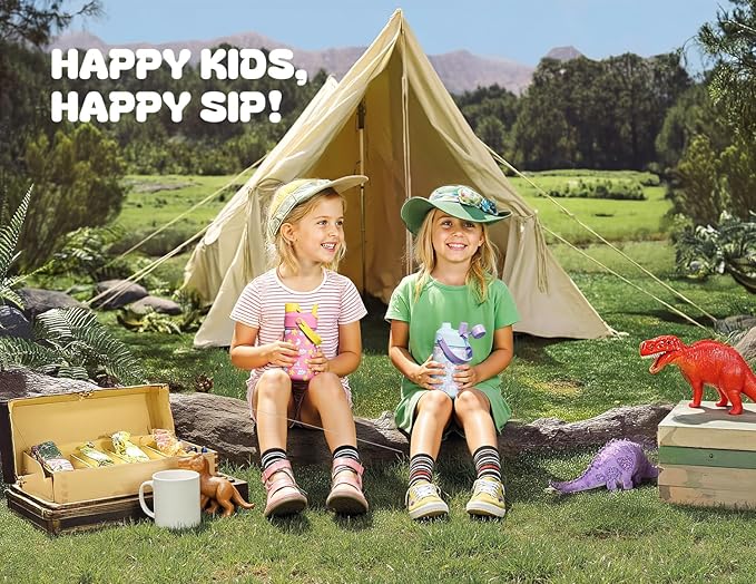 12 oz Insulated Water Bottle for Kids: 2-in-1 Straw Spout Lid, Spill-proof - Image 2