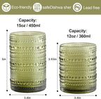 ZMOWIPDL Vintage Glassware Drinking Glasses Set of 12, Embossed Water Tumbler - Image 2