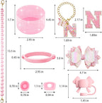 9PCS Pink for Stanley Cup Accessories Set Bling Initials Bow Charms for Stanley - Image 3