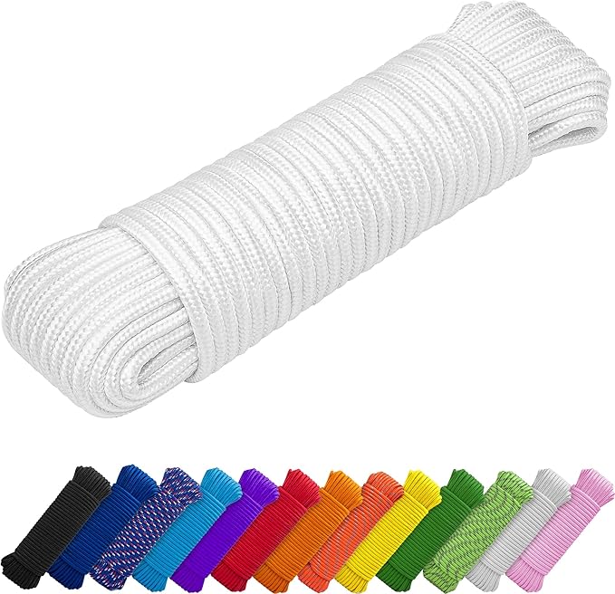 TECEUM Clothes Line & Flag Pole Rope – 1/4” & 3/8” – 90 FT | 150 FT – Strong by TECEUM