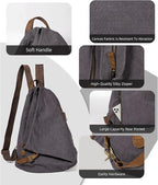 KL928 Canvas Vintage Backpack – Large Casual Daypack Outdoor Travel Rucksack - Image 3