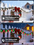 2-Pack 100 LED Red and Green Solar String Lights Outdoor - 64FT Crystal Globe - Image 3
