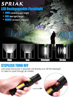 Rechargeable LED Flashlights, Magnetic Flashlight Super Bright Tactical - Image 3