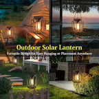Solar Hanging Lanterns Outdoor: 2 Pack Metal Solar Hanging Lights - Image 3