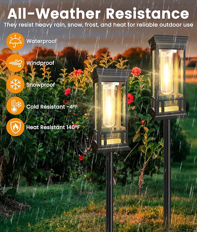 2 Pack Solar Pathway Lights Outdoor, Taller Bright Solar Path Lights Waterproof - Image 7