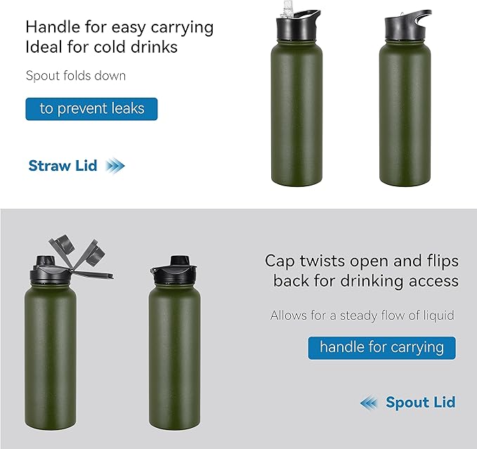 VEGOND 40 oz Insulated Water Bottle Bulk Stainless Steel Metal Water Bottles - Image 5